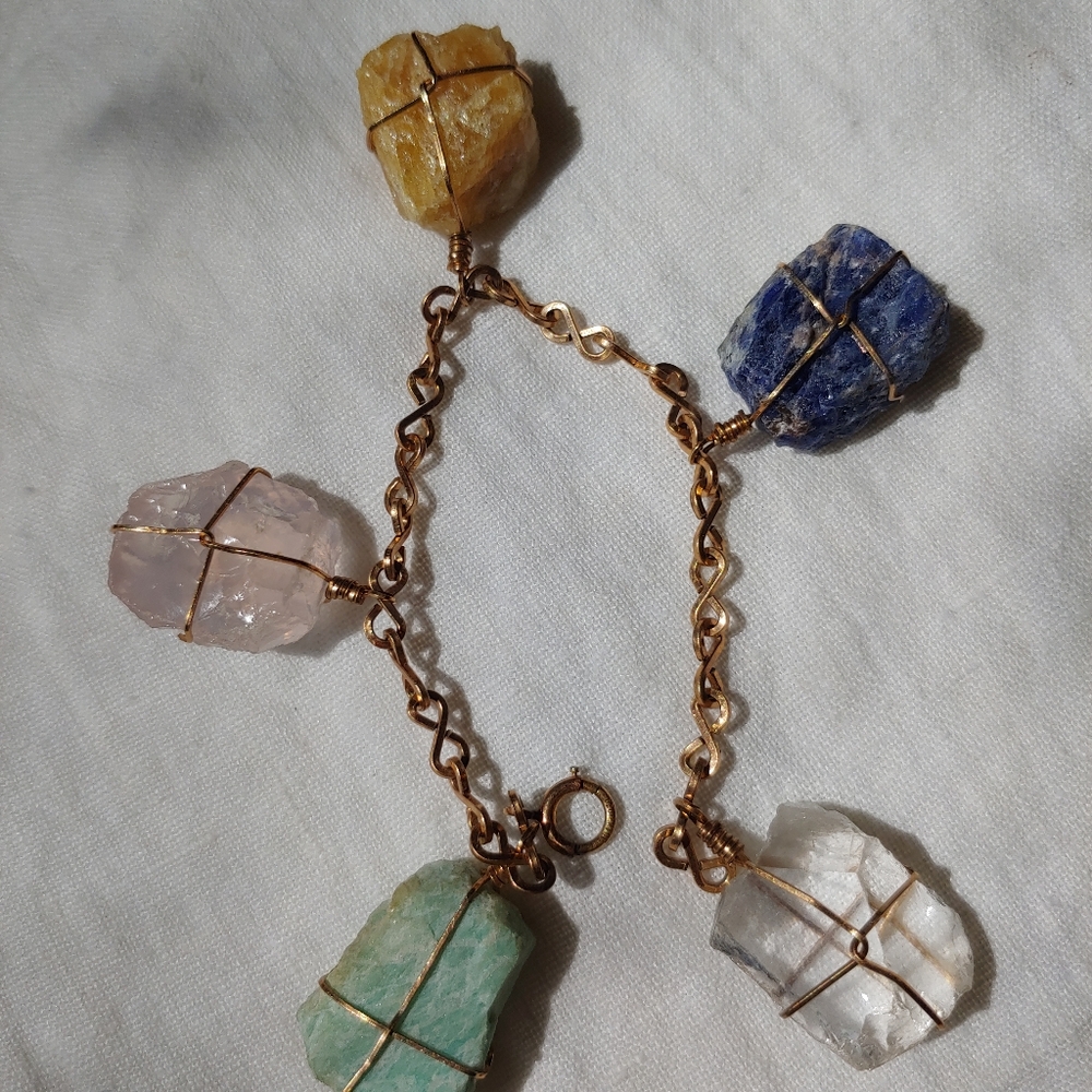 Perham 5 Natural Gem Pendant Bracelet